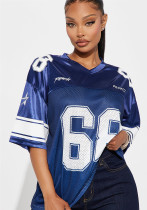 Women summer patchwork letter print sports short-sleeved t-shirt