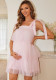 Women Sexy Short Sleeve Lace Mesh Maxi Maternity Dress