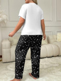 Women's Home Clothes Plus Size Pajamas Short Sleeve Two-Piece Pants Set