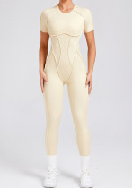 Women backless short-sleeved one-piece sports jumpsuit yoga suit Jumpsuit