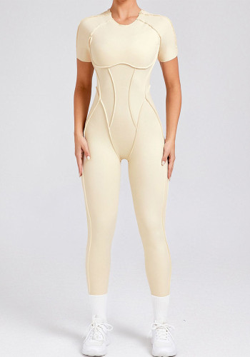 Women backless short-sleeved one-piece sports jumpsuit yoga suit Jumpsuit