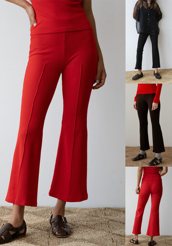 Women Casual Ribbed Bell Bottom Pant