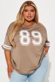 Women summer patchwork letter print sports short-sleeved t-shirt