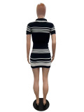 Women Striped Casual Sweater Dress Two-piece set