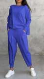 Women irregular long sleeve Top and Pant two-piece set