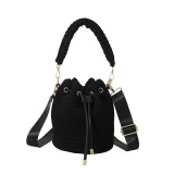 Women Flannel Bucket Bag Single Shoulder Crossbody Bag