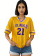 Women Striped V-neck ribbon half-sleeved Women sports los Angles printed T-shirt
