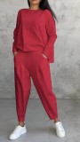 Women irregular long sleeve Top and Pant two-piece set