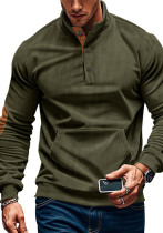 Men's corduroy Casual Stand Collar long-sleeved pocket Hoodies