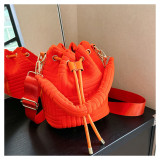 Women Flannel Bucket Bag Single Shoulder Crossbody Bag