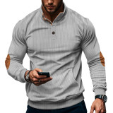 Men's corduroy Casual Stand Collar long-sleeved pocket Hoodies