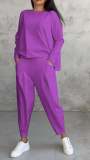 Women irregular long sleeve Top and Pant two-piece set