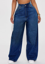Plus Size Women no stretchy Denim wide-leg pants