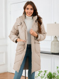 Women Stand Collar hooded long-sleeved jacket