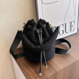 Women Flannel Bucket Bag Single Shoulder Crossbody Bag