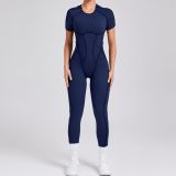Women backless short-sleeved one-piece sports jumpsuit yoga suit Jumpsuit