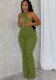 Women summer Halter Neck lace-up backless sexy Bell Bottom Jumpsuit