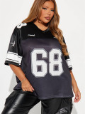 Women summer patchwork letter print sports short-sleeved t-shirt
