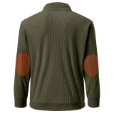 Men's corduroy Casual Stand Collar long-sleeved pocket Hoodies
