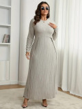 Women Round Neck Long Sleeve Autumn Winter Plus Size Dress