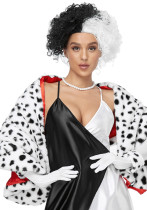 Halloween Cruella Dalmatian Print Shawl Scarf Cape Black And White Witch Uniform Halloween Cruella Dalmatian Print Shawl Scarf Cape Black And White Witch Uniform
