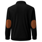 Men's corduroy Casual Stand Collar long-sleeved pocket Hoodies