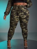 Women Casual Fashion Camouflage Print Plus Size Trousers