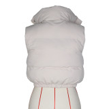 Autumn Fashion Solid Color Stand Collar Sleeveless Zipper Cotton-Padded Vest