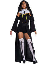 Halloween Carnival Nun Costume Masquerade Role Play Uniform