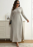 Women Round Neck Long Sleeve Autumn Winter Plus Size Dress