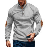 Men's corduroy Casual Stand Collar long-sleeved pocket Hoodies
