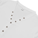 Men's American Solid long-sleeved Casual Basic Button v-neck top