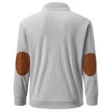 Men's corduroy Casual Stand Collar long-sleeved pocket Hoodies