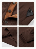 Men's corduroy Casual Stand Collar long-sleeved pocket Hoodies