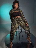 Women Casual Fashion Camouflage Print Plus Size Trousers