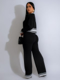 Autumn Winter Striped Knitting Casual Three-Piece Pants Set
