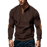 Men's corduroy Casual Stand Collar long-sleeved pocket Hoodies
