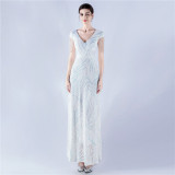 Women Sequin Beaded Evening Dress