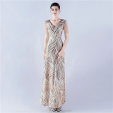 Women Sequin Beaded Evening Dress