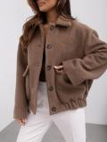Women Solid Single-breasted Pocket Long-sleeved Jacket