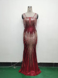 Women Flower Sequin Beaded Formal Party Evening Dress