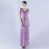 Women Sequin Beaded Evening Dress