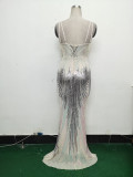 Women Flower Sequin Beaded Formal Party Evening Dress