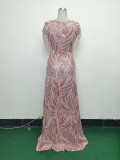 Women Sequin Beaded Evening Dress