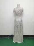 Women Sequin Beaded Evening Dress
