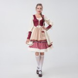 Halloween Pastoral Little Red Riding Hood Stage Play Costume Manor Farm Maid Costume