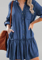 Plus Size Women Denim Long Sleeve Dress Plus Size Women Denim Long Sleeve Dress