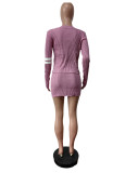 Women Casual Bowknot V-neck Sweater And Skirt Two Piece Set