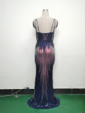 Women Flower Sequin Beaded Formal Party Evening Dress