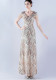 Women Sequin Beaded Evening Dress